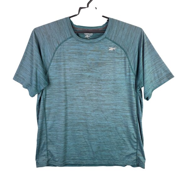 Mens Reebok Heathered Teal Active T Shirt Short Sleeve Polyester Stretch Size XL - Picture 1 of 8